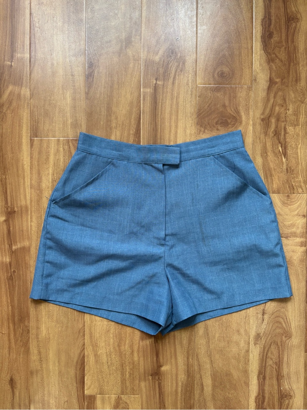 Vintage High-Waist Slate Blue Women's Shorts